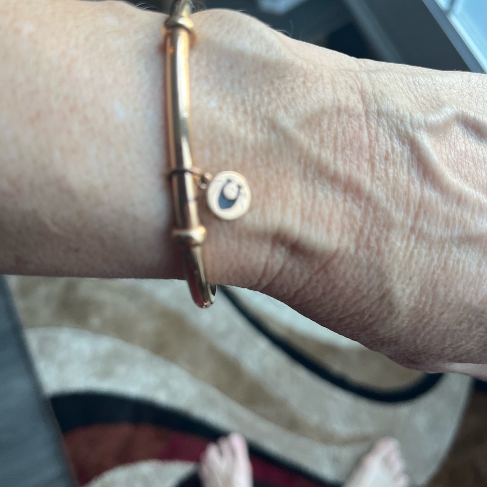 Gold-Tone Open Cuff Bracelet with Charm - Picture 3 of 3